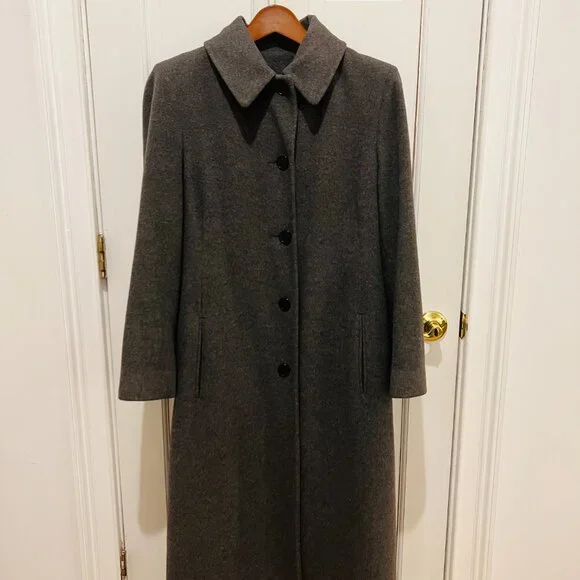 Vintage Regency Pure Cashmere Gray Long Coat Size US 8 / Medium - Picture 13 of 16
